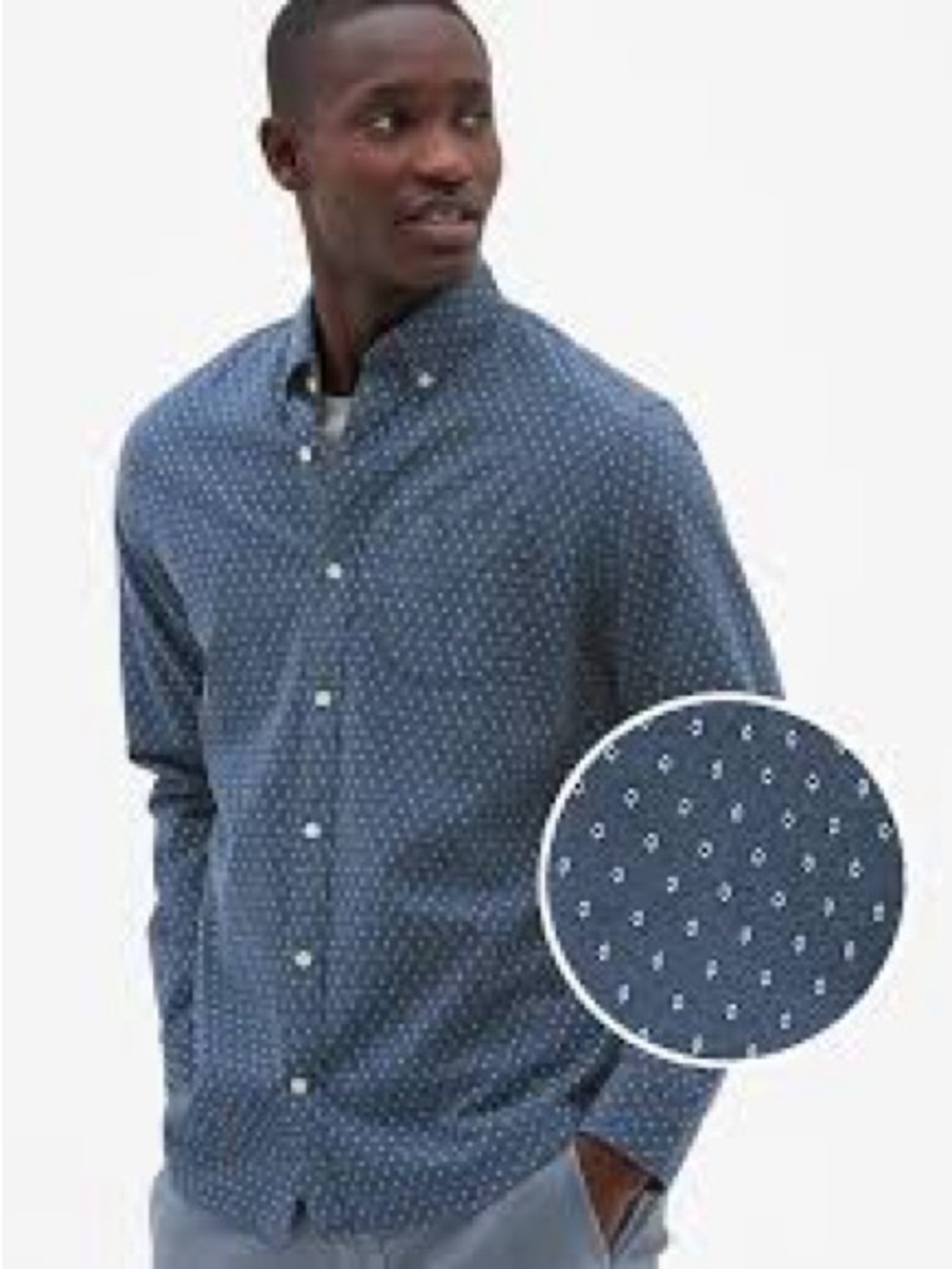 GAP Men's Casual “Untucked” Blue Dot Shirt